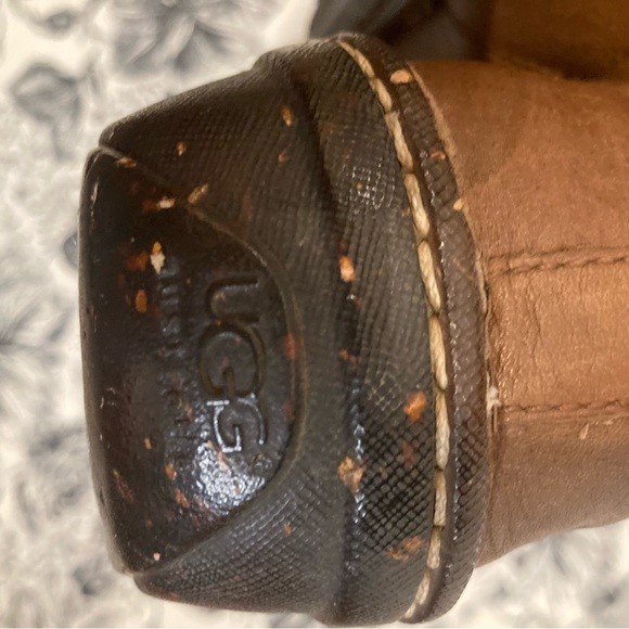 UGG Sz 9 Rianne Shearling Lined Leather Front Wrap Lace Ankle Booties - Picture 13 of 16